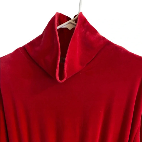 Vintage Fads 80s velour red mock neck maxi dress comfy Warm soft casual - Picture 8 of 11
